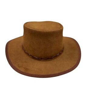 Overlander Brown Suede Leather Outback Hat Made in Australia Braided Band Large